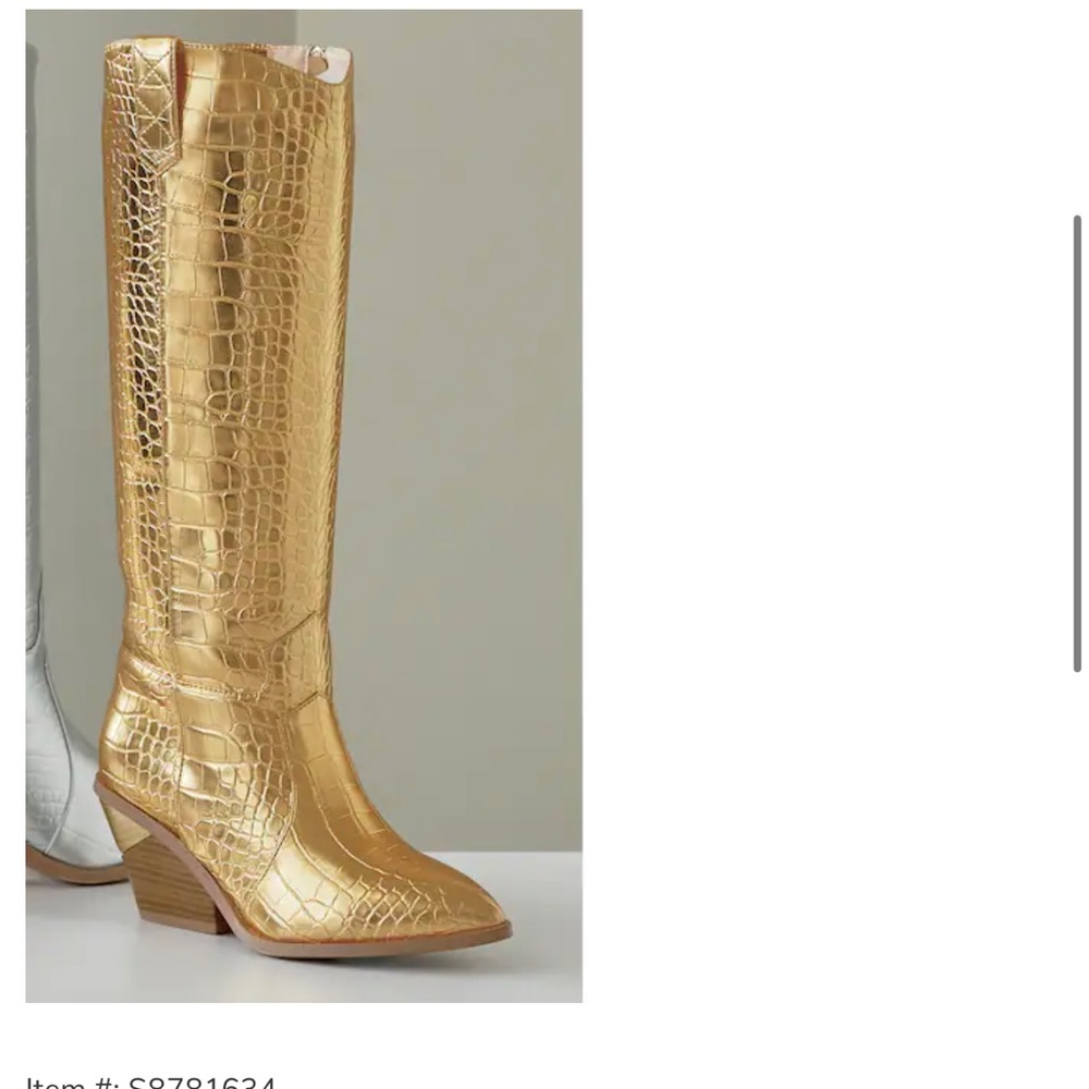 Midnight Gold Croco Cowgirl Boots Wide Calf